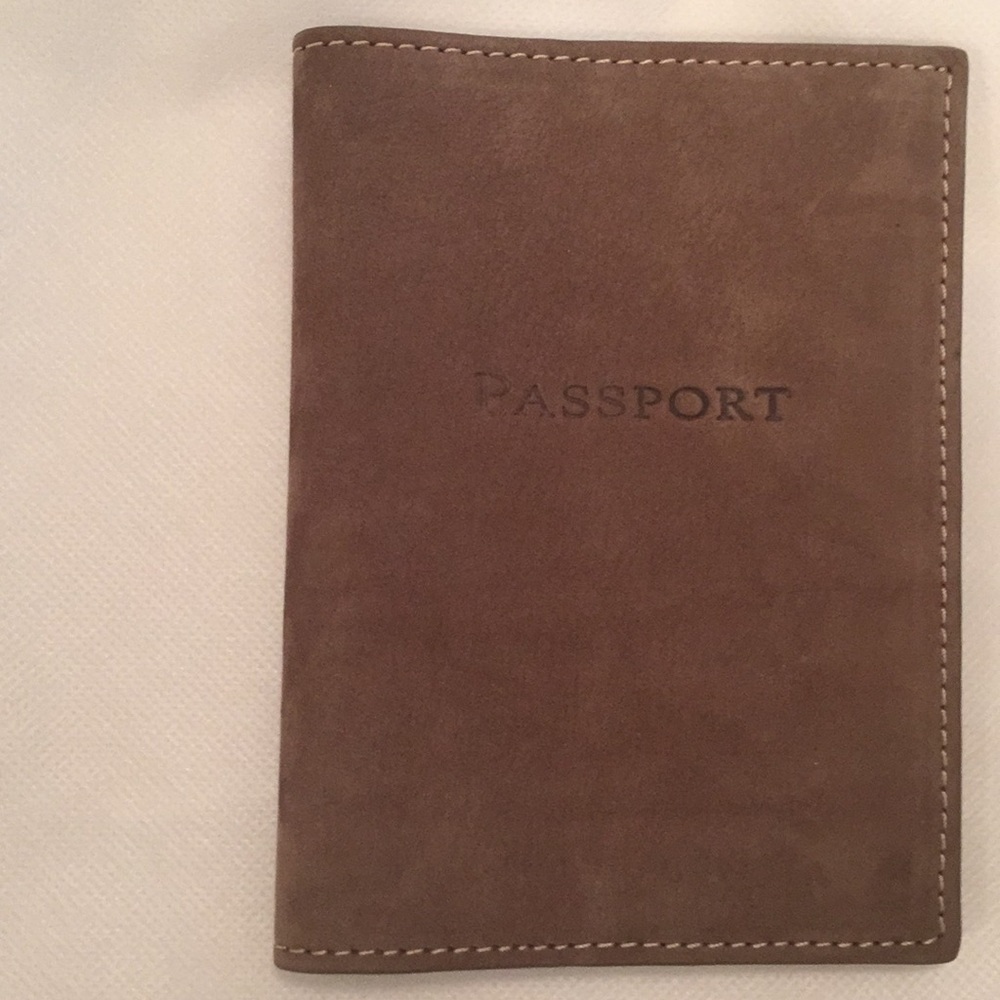 New tan leather nubuck passport cover